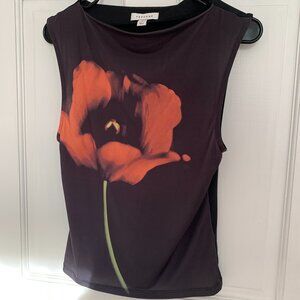 Topshop Sleeveless Muscle Shirt Poppy Design